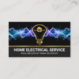 Blåblixtlås Strejka Guld Bulb Home Electrician Visitkort