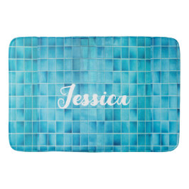 Blåblock av blått glas, mosaik badrumsmatta