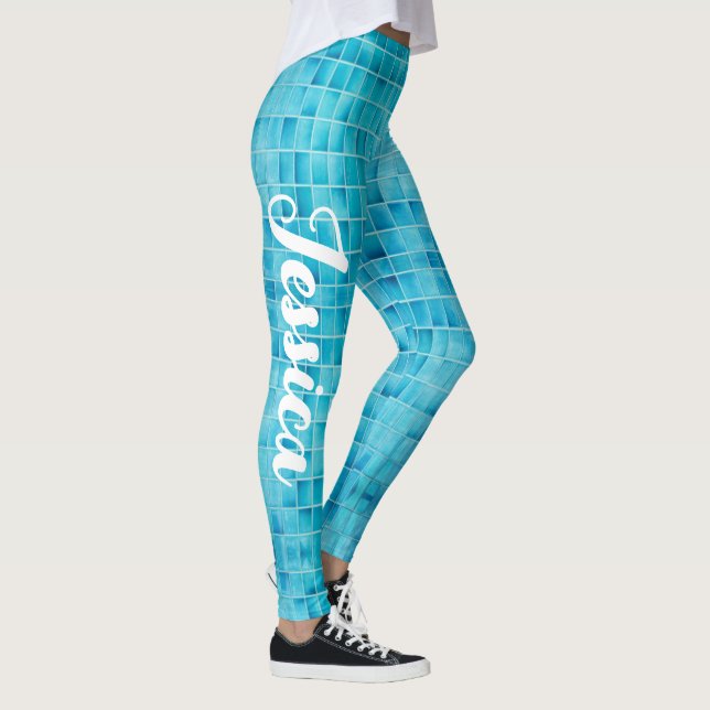 Blåblock av blått glas, mosaik leggings (Höger)