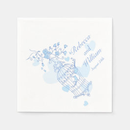 Blåblöjor av bröllop love birds pappersservett