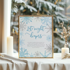 Blåblöjor i silver snöflingor, sena nattblöjor Pos Poster