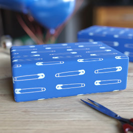 Blåblöjor Pin Boy Shower Wrapping Papper Presentpapper