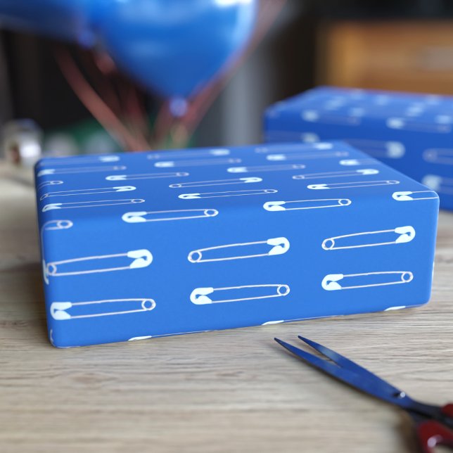 Blåblöjor Pin Boy Shower Wrapping Papper Presentpapper (Skapare uppladdad)