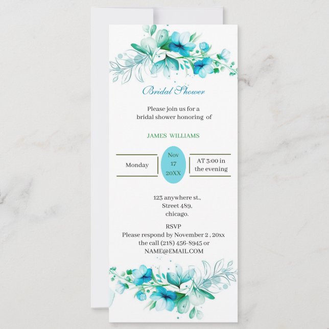 Blåblomma i anpassningsbarnas Möhippa Inbjudningar (Framsida)