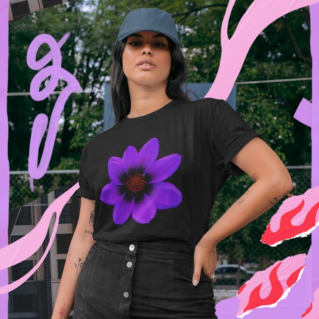 Blåblomma vid Dusk Mörk Kvinnor Tee Shirt (Bright Blue Flower at Dusk Dark Women's T-Shirt)