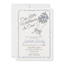 Blåblommande marknadsgrupp FBirthday-inbjudan