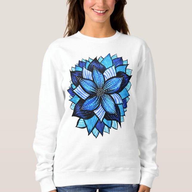 Blåblommans botaniska abstrakt älskare t-shirt (Framsida)