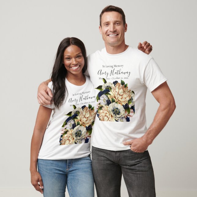 Blåblommans Bouquet-begravningsminne T Shirt (Unisex)