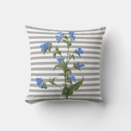 Blåblommans dubbla i rand grått kudde