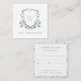 Blåblommans Vapensköld - Monogram Gift-certifikat Fyrkantigt Visitkort