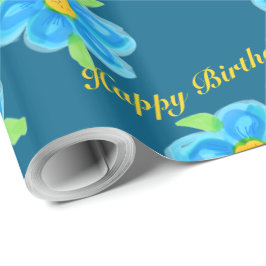 Blåblommat med Gult Presentpapper