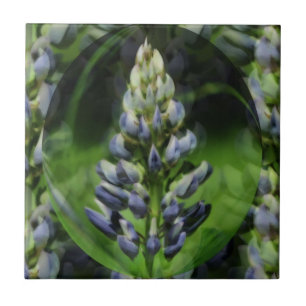 Blåblommig Abstrakt av Lupine Flower Art Kakelplatta