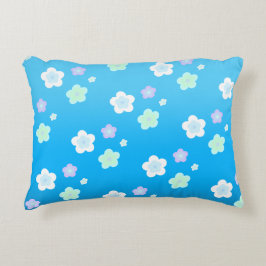 Blåblommig blommigt Övertoning, färglös Mönster Prydnadskudde