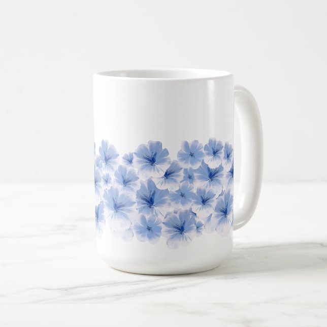 blåblommig blommigt vattenfärgsfärg kaffemugg (Framsida höger)