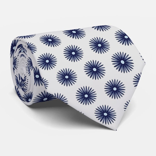 Blåblommig grafik Mönster Slips (Rullad)