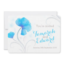 Blåblommig grått-inbjudan