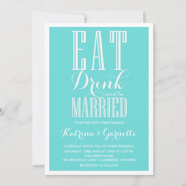 Blåblommig inbjudan till bröllop (Framsida)