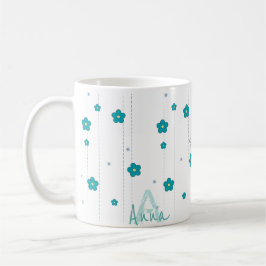 Blåblommig kaffekaffe i Namn i modern Monogram Mug Kaffemugg