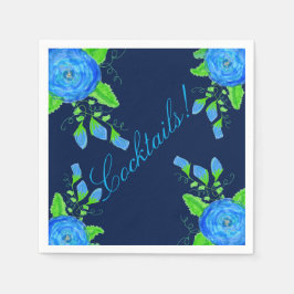 Blåblommig marin pappersservett