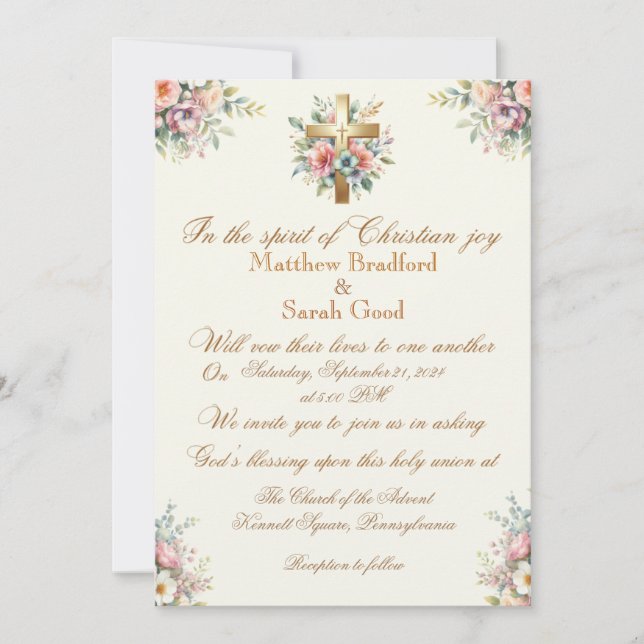 Blåblommig och Rosa blommande inbjudan till Kor Gu (Framsida)