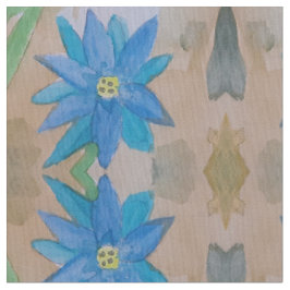 Blåblommig Pima Cotton Fabric Tyg