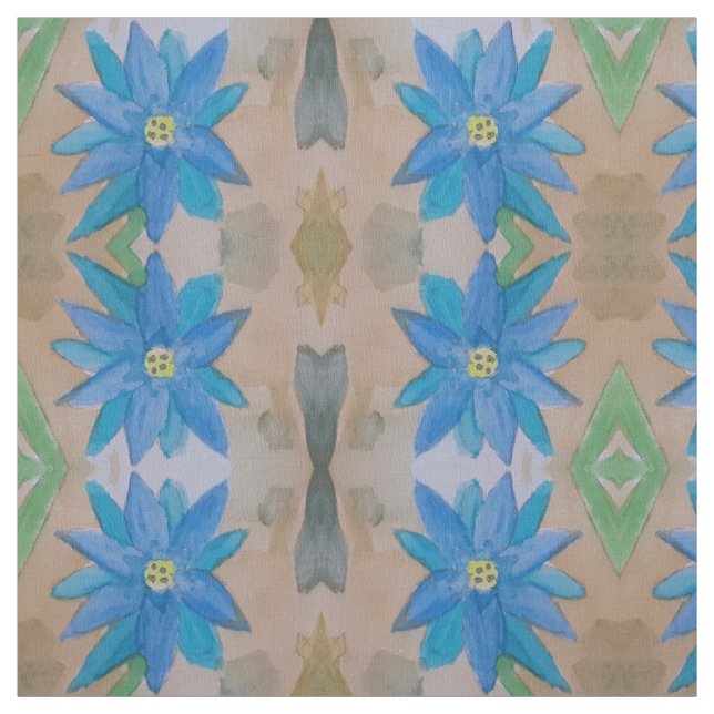 Blåblommig Pima Cotton Fabric Tyg (Provkarta)