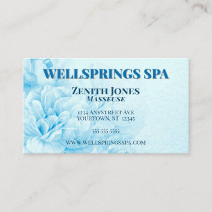 Blåblommig spa-massage visitkort