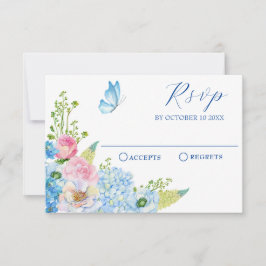 Blåblommiga blåblommiga rosa-fjäril OSA kort