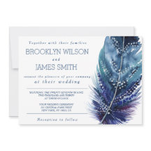 Blåblommiga bröllopsinbjudningar