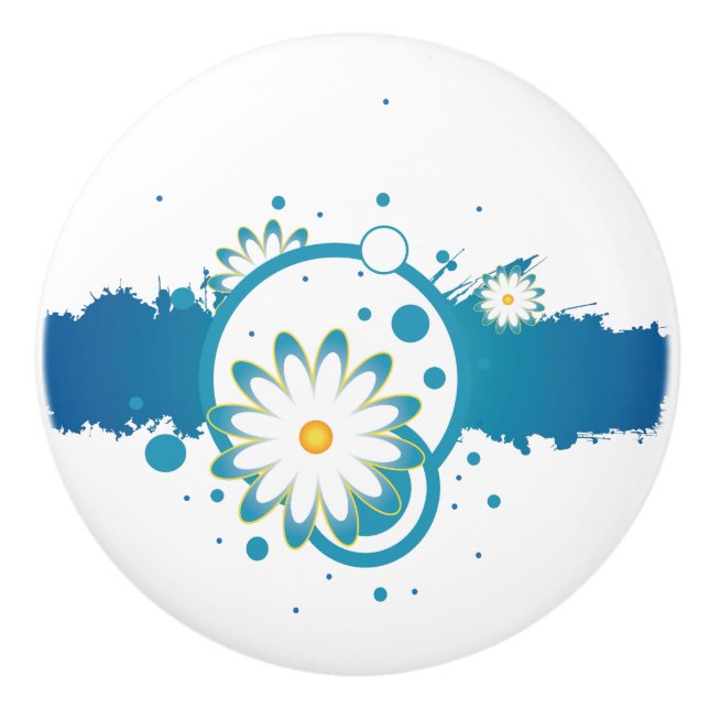 Blåblommiga keramiska knoppar av abstrakt (Framsidan)