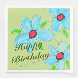 Blåblommiga Pappra Party-blöjor Pappersservett