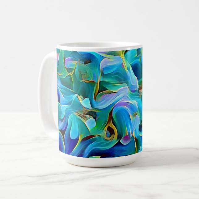 Blåblommiga Petals Art Mugg-kaffe Kopp (Framsida vänster)
