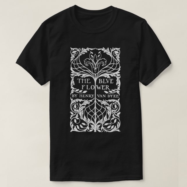 Blåblommiga Vintagens Bok-illustrationsdesign T Shirt (Design framsida)
