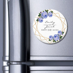 BlåBlommigt Wed Elegant Guld Glitter Geometric Magnet