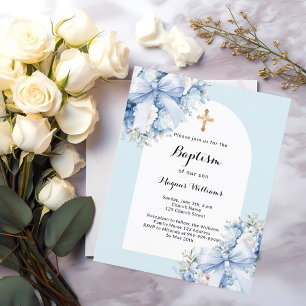 Blåblommigtar kor-pojkens baptism - inbjudan