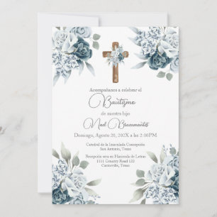 Blåblommigtens baptism på spanska inbjudningar