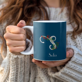 Blåblommor av vattendfärg brev mugg