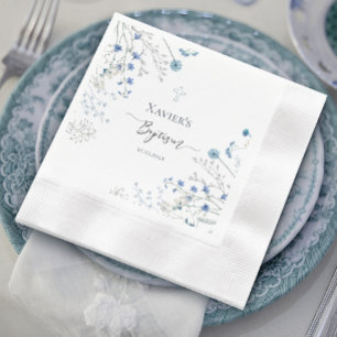 Blåblommor Baptism Pappersservett