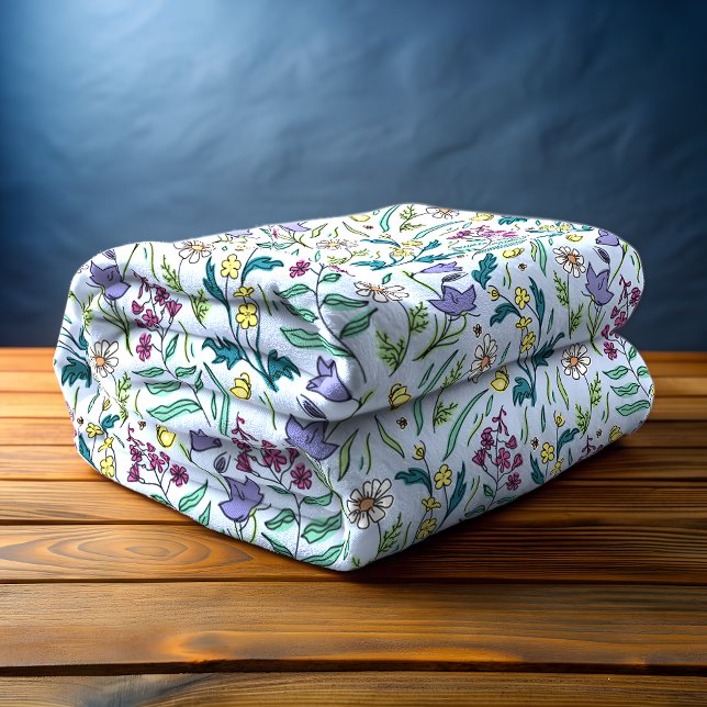 Blåblommor Blanket Blanket, Medium Fleecefilt (Wildflowers Blue Fleece Blanket)