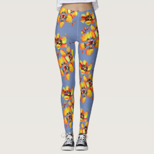 Blåblommor - Blått Grått Leggings