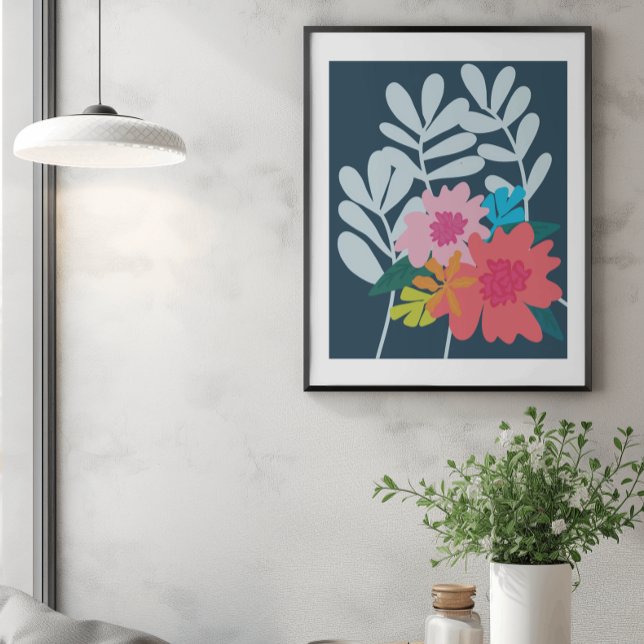 Blåblommor, botaniska blommigtar, söt art poster (Skapare uppladdad)
