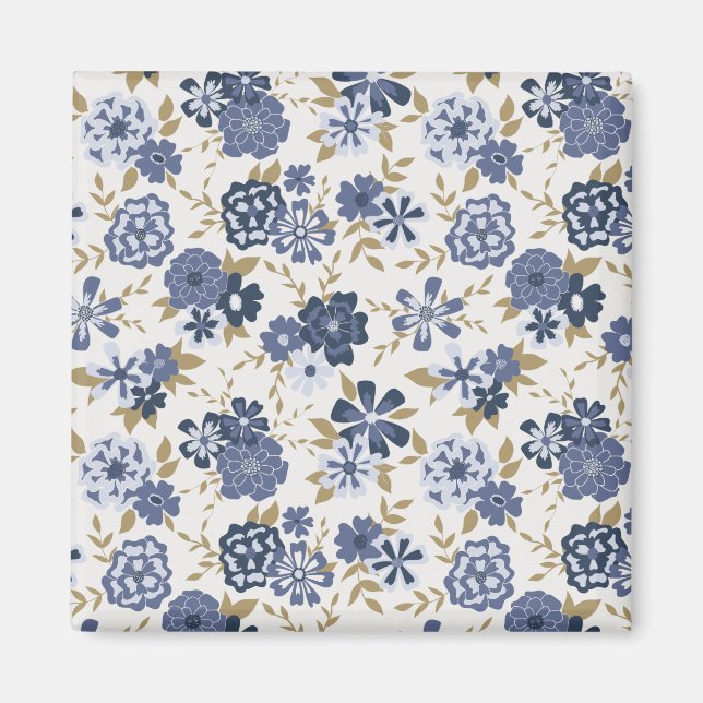 Blåblommor från friska blå vinklar magnet (Framsidan)