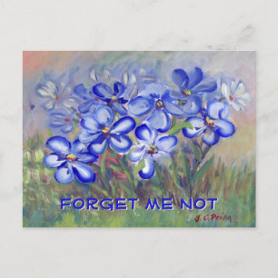 Blåblommor i en Fält Fine Art-målning Vykort