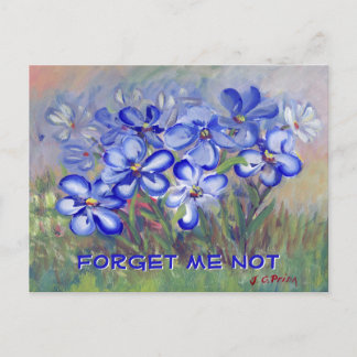Blåblommor i en Fält Fine Art-målning Vykort