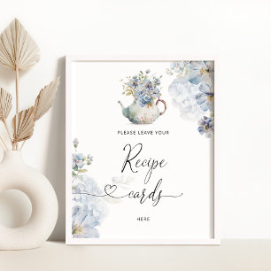 Blåblommor lämnar receptkortet här poster