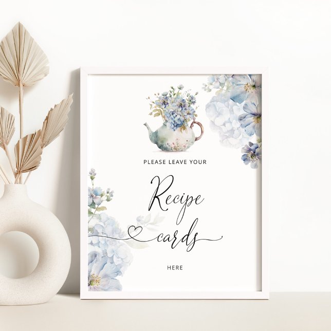 Blåblommor lämnar receptkortet här poster (Skapare uppladdad)