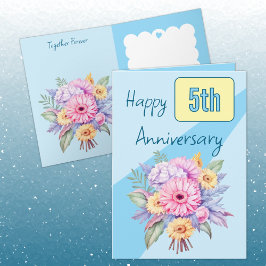 Blåblommor med 5-årsjubileum kort