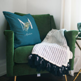 Blåblommor med vattenfärg kudde