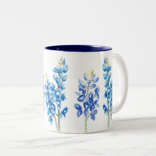 Blåblommor med vattenfärg Två-Tonad mugg