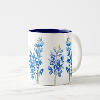 Blåblommor med vattenfärg Två-Tonad mugg